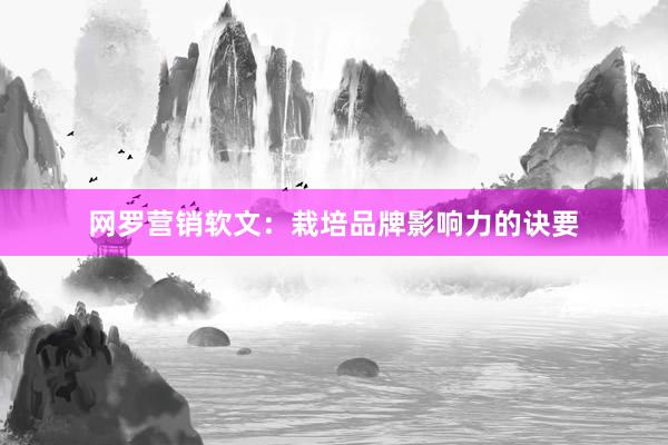 网罗营销软文：栽培品牌影响力的诀要